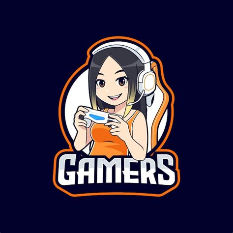 Premium Vector Stylish Gamer Girl Cartoon Logo Template