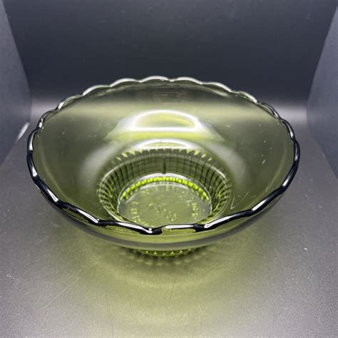 E O Brody Co Green Glass Bowl Scalloped Pedestal M2000 Vintage Cleveland Bubbles Ebay