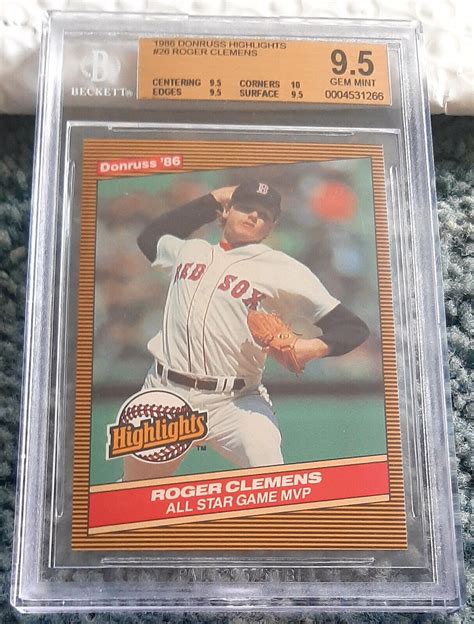 1986 DONRUSS HIGHLIGHTS 26 ROGER CLEMENS RED SOX BGS 9 5 TRUE GEM MINT