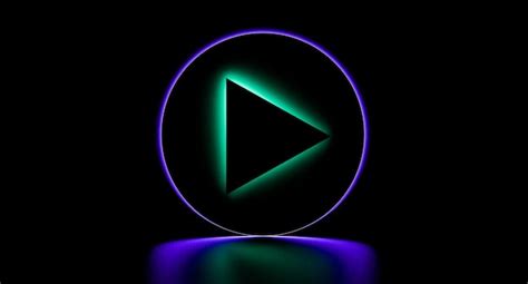 Premium Photo Play Button Symbol With Neon Illumination Glowing Media