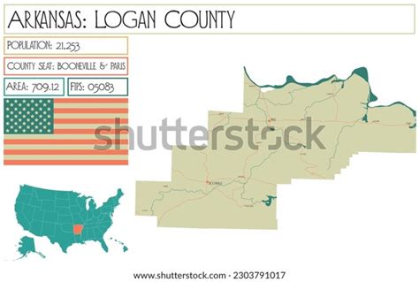 Large Detailed Map Logan County Arkansas Stock Vector (Royalty Free ...