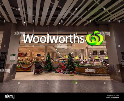 Gold Coast Qld Australia Woolworths Supermarket With Christmas Decorations In Pacific Fair