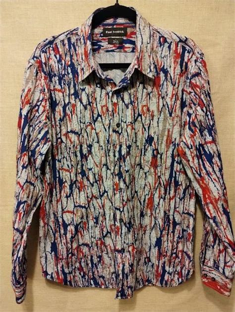 Paul Fredrick Men's Slim Fit Cotton Blend Abstract Print Casual Shirt ...