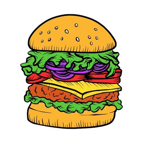 Premium Vector Hand Drawn Hamburger Vector Illustration