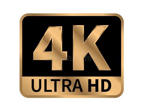 4K Ultra HD Sign Isolated On Black Background Stock Vector