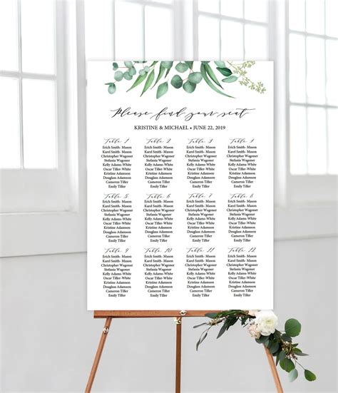 Wedding Seating Chart Greenery wedding seating chart table Etsy España