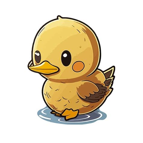 Lindo Estilo De Dibujos Animados De Pato Vector Premium