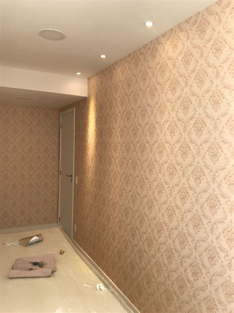 Ideale Papel de Parede Vinílico Importado Damask Nude Bege Ideale Papéis Papeis de parede