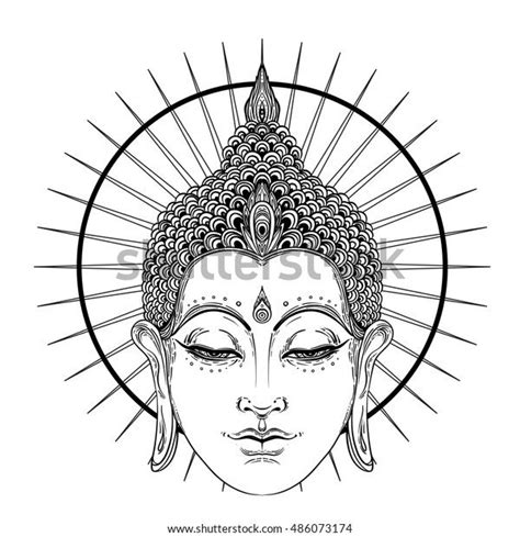 Buddha Face Over Ornate Mandala Round