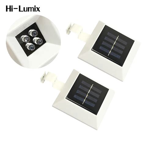 Hi Lumix Square Solar Led Light 4leds Ip44 Waterproof Abs White Warm White Easy Install Garden