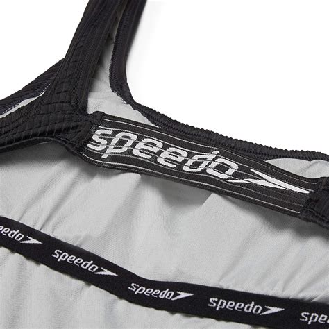 Speedo Women’s Swimsuit One Piece Logo Back Strap Contemporary Cut(Rib