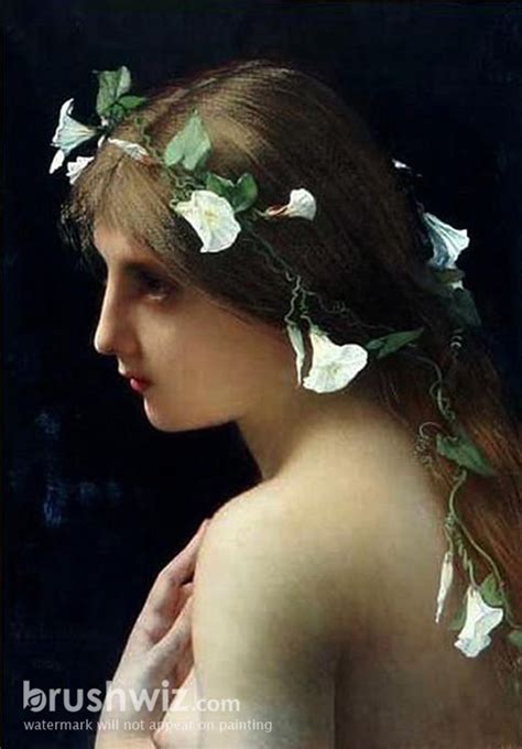 Nymph With Morning Glory Glowers By Jules Joseph Lefebvre Oil