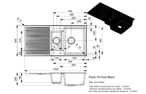 Reginox Paris Pure Black R Luxe Anderhalve Keukenspoelbak