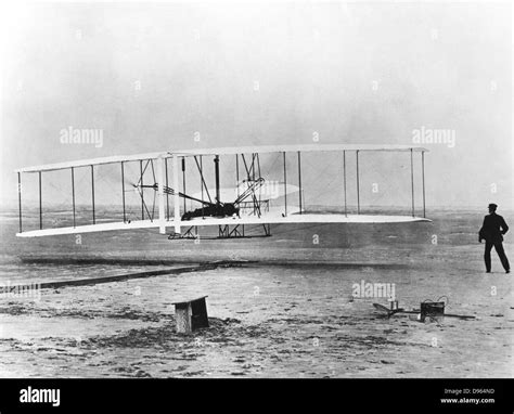 The first powered flight, December 17 1903, Kitty Hawk, North Stock ...