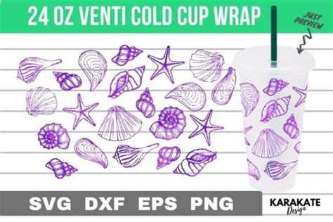 Sea Shell 24 Oz Venti Cup Wrap SVG Graphic By KARAKATE Creative Fabrica