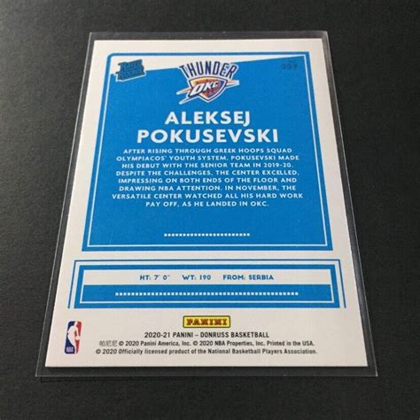 2020 21 Panini Donruss Aleksej Poku Pokusevski Rated Rookie Green