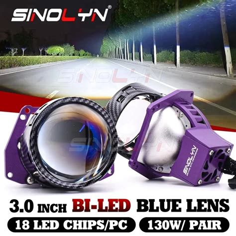 Sinolyn 3 Inch 19000LM Blue Bi LED Lenses Car Lights Angel Eyes Car