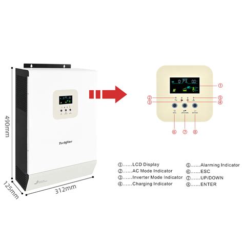 Techfine High Frequency Hybrid Solar Inverter 5kVA 5000W 48VDC High