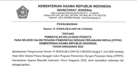 Kementerian Agama Batalkan Kelulusan Sejumlah Peserta Seleksi Calon