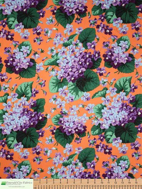 Free Spirit Botanical Violets Peach Fabric Emerald City Fabrics