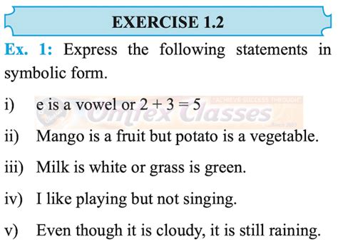 OMTEX CLASSES Mathematical Logic EXERCISE 1 2 PAGE 6 Balbharati