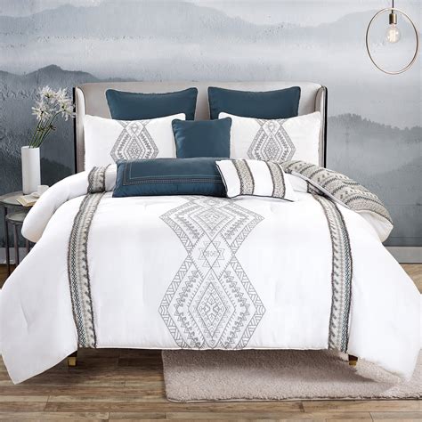 HGMart Bedding Comforter Set Bed In A Bag - 8 Piece Luxury Embroidery Microfiber Bedding Sets ...