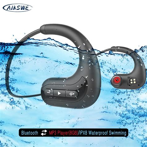 AIKSWE Couteurs Bluetooth Oco Sans Fil 8 Go IPX8 Tanches Lecteur De