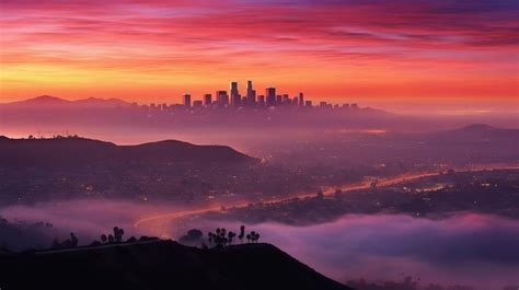 Premium AI Image Slow Pan Of Downtown Los Angeles Shot From East LA