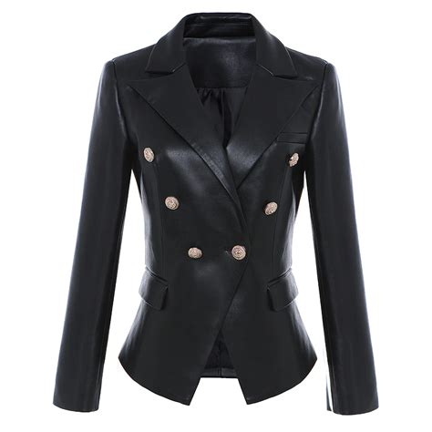 Blazer D Ext Rieur En Similicuir Pour Femme Veste De Cr Ateur Boutons