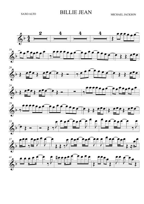 Billie Jean Michael Jackson Alto Sax Sheet By Ismael Dorado