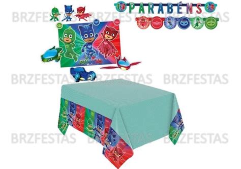 Kit Festa Decoração Pj Masks Painel Toalha De Mesa E Faixa Frete grátis