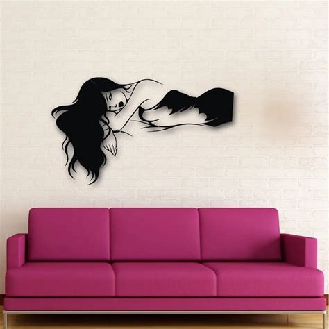 New Sexy Girl Vinyl Wall Decal Beautiful Long Hair Girl Lying Sexy Woman Mural Art Wall Sticker