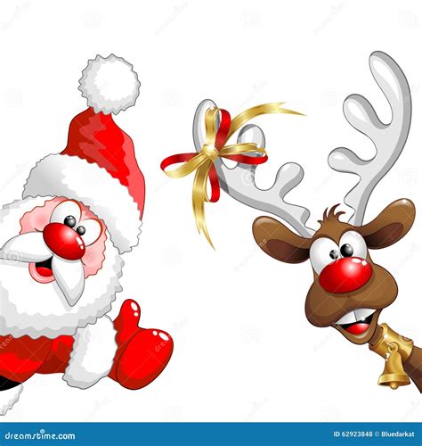 Christmas Reindeer Santa Fun Cartoons Stock Illustrations 90