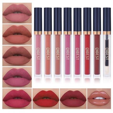 Buy QiBest 7Pcs Matte Liquid Lipstick + 1Pcs Lip Plumper Makeup Set Kit, Pigmented Long Lasting ...