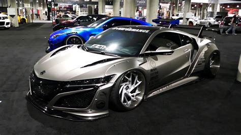 Custom Silver Acura Nsx Exotic Sports Car Lowered And Huge Wheels