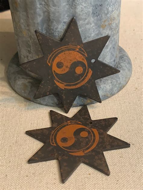 Vintage Pair Ninja Throwing Stars With Hand Painted Ying Yang Etsy