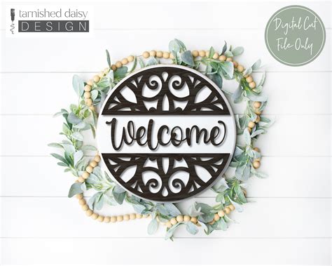 Welcome Sign Svg Door Hanger Svg Glowforge Svg Front Door Etsy