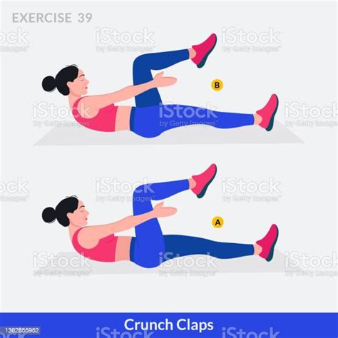 Vetores De Crunch Claps Exercício Treino Feminino Fitness Aeróbica E Exercícios E Mais Imagens