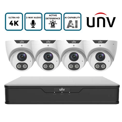 UNV 4 8 Camera 8MP 4K Tri Guard Active Deterrence 24 7 Colour 2 Way