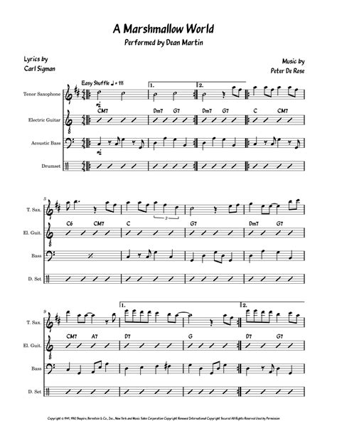 A Marshmallow World Arr David Lartey By Dean Martin Sheet Music For Performance Ensemble At