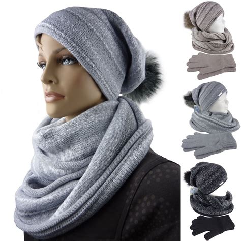 Alma Teiliges Set Damen Winterset M Tze Schal Handschuhe Longbeanie