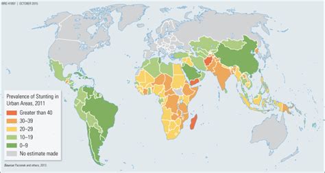 Map 5 2 Prevalence Of Stunting By Country Urban Areas 2011