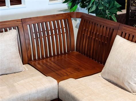 Mankar Teak Wood Corner Sofa Set