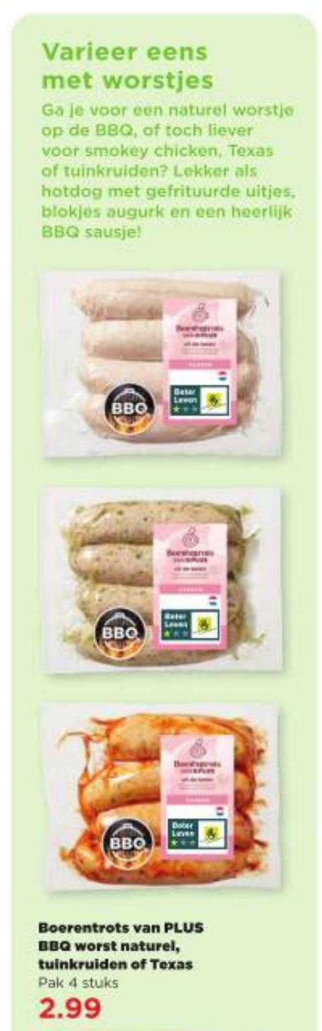 Boerentrots Van Plus Bbq Worst Naturel Tuinkruiden Of Texas Aanbieding