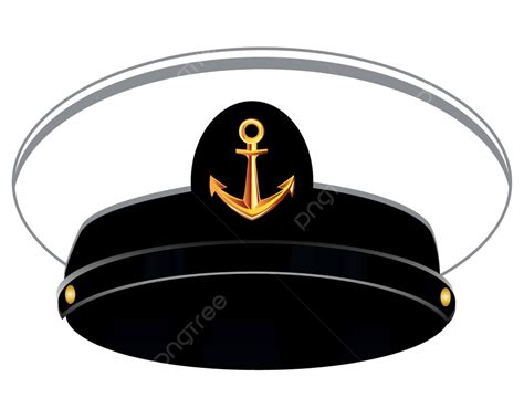 White Background Featuring A Sea Captains Service Cap Vector Anchor