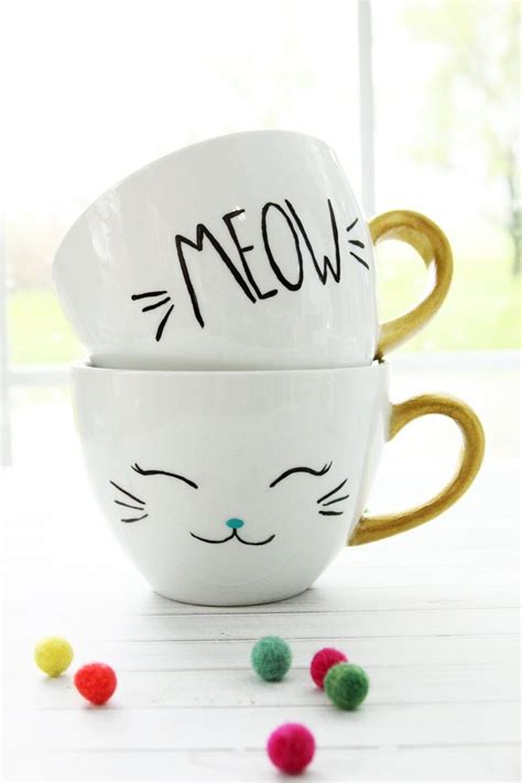 DIY Cat Mugs Dishwasher Safe | Diy mugs, Diy mug designs, Cat mug