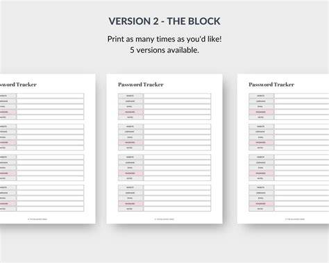 Printable Fillable Password Tracker Password Log Password Keeper