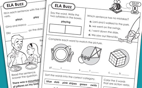 Daily Ela Review Worksheets Ela Buzz Level B