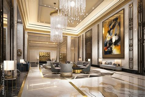 The Luxury Design Lobby Of A Hotel May Feature Grandiose Chandeliers