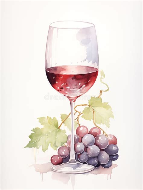 Ilustração Vibrante Da Aquarela De Um Copo De Vinho Foto de Stock